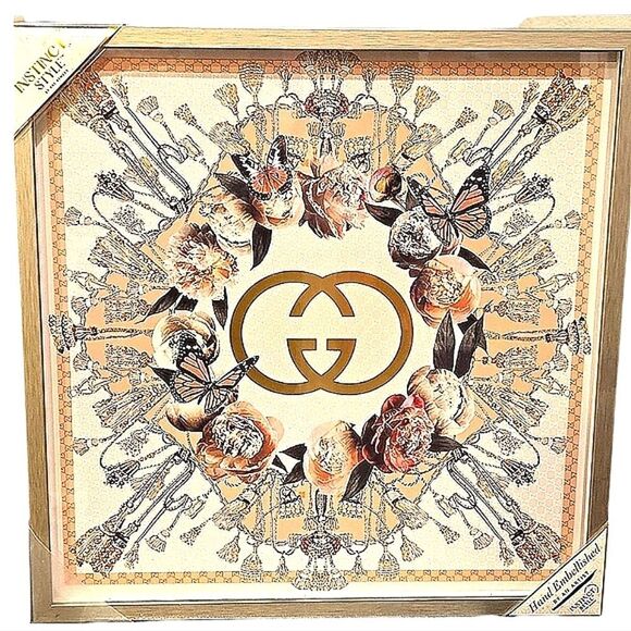 Instinct Style Gucci Interlocking Floral Butterflies Framed Wall Decor - Picture 1 of 6